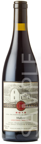 Hidden Bench 2016 Malbec, Beamsville Bench, Niagara Peninsula, Ontario, Canada